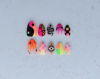 Neon Vibes Press On Nails
