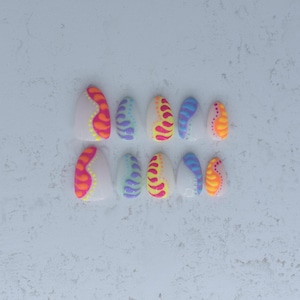 Unhas postiças com efeito neon