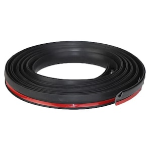 May include: A coiled roll of black rubber trim with a red adhesive strip. The trim is designed for automotive use, likely for sealing or edge protection. The material appears flexible and durable.