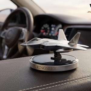 Personalized Fighter Jet Car Air Freshener Solar Diffuser Custom Name Rotating Dashboard Decor