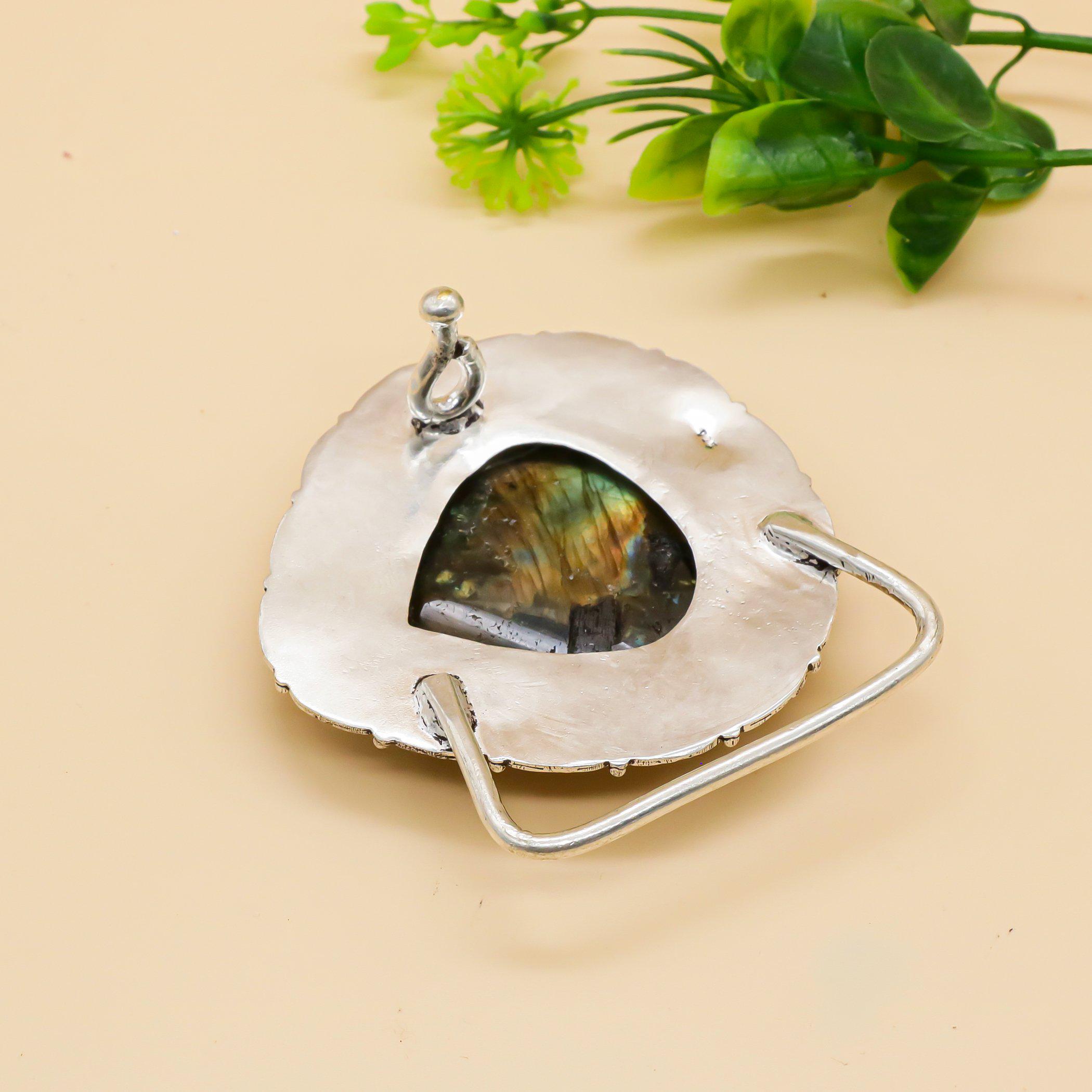 Labradorite Gemstone Belt Buckle 925 Sterling Silver Belt Buckle Labradorite Gem Natural Labradorite Gemstone Handmade 925 Sterling Silver  main image 2