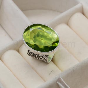 Big Stone Ring Peridot Ring 925 Sterling Silver Ring Peridot Gemstone Ring Handmade Silver Jewelry Statement Ring Gift For Her Birthday