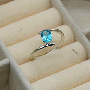 Aquamarine Statement Ring: Rectangle Gemstone, March Birthstone