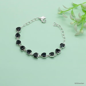 Handmade Black Onyx Bracelet: 925 Sterling Silver Jewelry, 8 Inch
