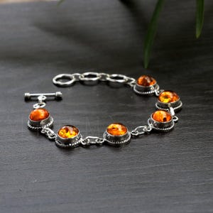 Zonsondergang Baltische barnsteen, sieraden van helende barnsteen, 925 sterlingzilver, handgemaakte zilveren sieraden, cadeau voor