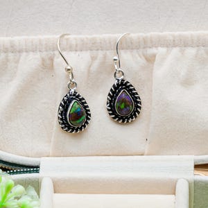 Copper Green Turquoise Earrings | 925 Sterling Silver Boho Dangle Earrings | Handmade Gemstone Jewelry | December Birthstone Gift
