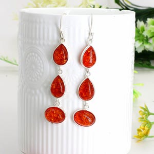 Baltic Amber Sterling Silver Earrings: Vintage Style Gemstone
