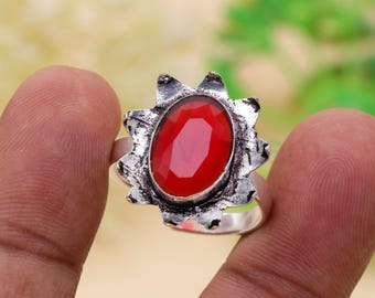 Handmade Ruby Ring: 925 Sterling Silver Gemstone Jewelry