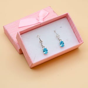 Handmade Aquamarine Earrings: 925 Sterling Silver, 1.4 Inch Dangle