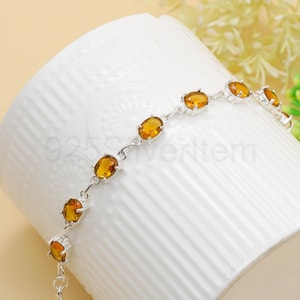 Citrine Bracelet: Handmade Sterling Silver Gemstone Jewelry, 8 Inches