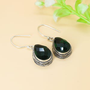 Emerald Sterling Silver Earrings: Handmade Gemstone Jewelry