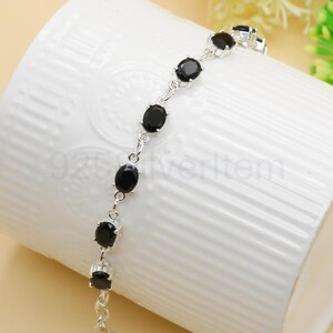 Black Onyx 925 Sterling Silver Bracelet - Handmade Gemstone Jewelry
