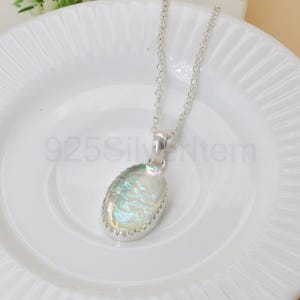Aqua Feueropal 925 Sterling Silber Anhänger - Handgemachter Schmuck mit Lünette