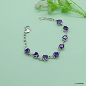 Amethyst Bracelet 925 Sterling Silver Bracelet Amethyst Gemstone Bracelet Handmade Silver Jewelry Bracelet Gift For Her