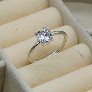 Sterling Silver Heart Ring: Cubic Zirconia Wedding Engagement Jewelry
