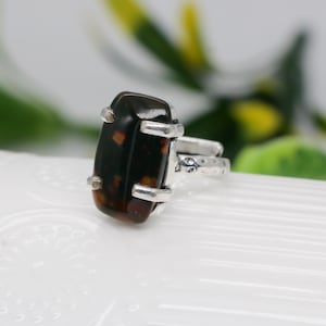 Handmade Red Jasper Ring: 925 Sterling Silver Boho Statement