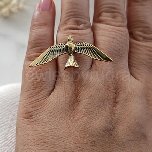 Vintage Brass Bird Ring | Flying Sparrow Ring | Nature Inspired Statement Ring image 4