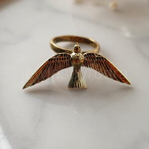 Vintage Brass Bird Ring | Flying Sparrow Ring | Nature Inspired Statement Ring image 3