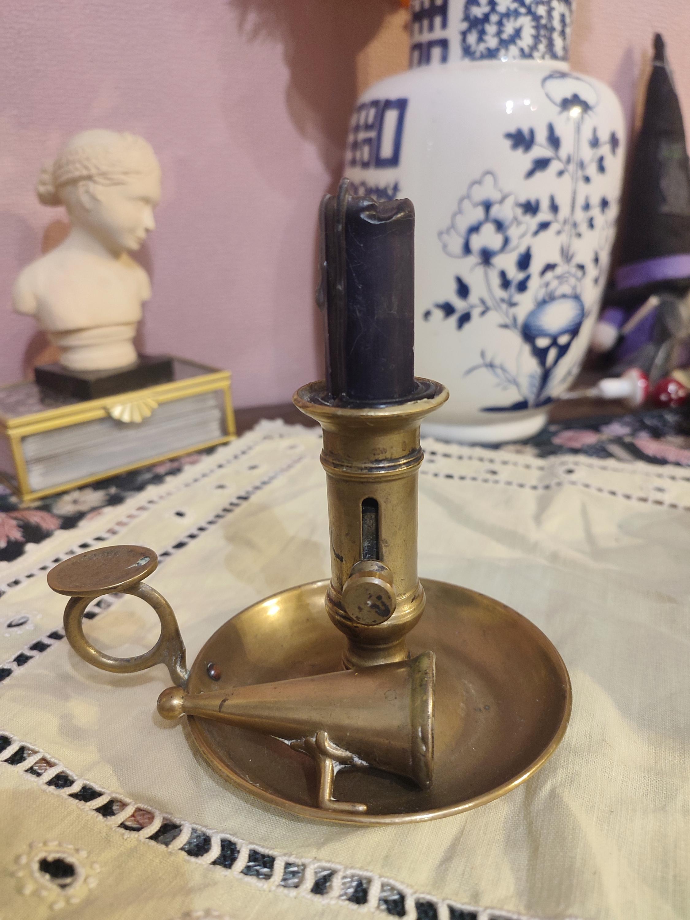 Bougeoir artisanal à 3 bras en fer forgé et verre, vintage des années 50