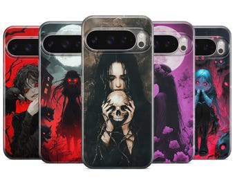 Dark Anime Gothic Phone Case: Edgy Art, Soft Gel Cover for iPhone, Samsung, Pixel