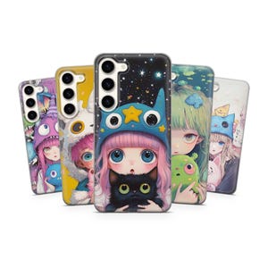 Anime Cute Girl Phone Case Kawaii Manga Cover for Google Pixel 9 Pro, 7A, 6A Samsung Galaxy S24, S23, S22, A16, A14, A13, iPhone 16 Pro,15