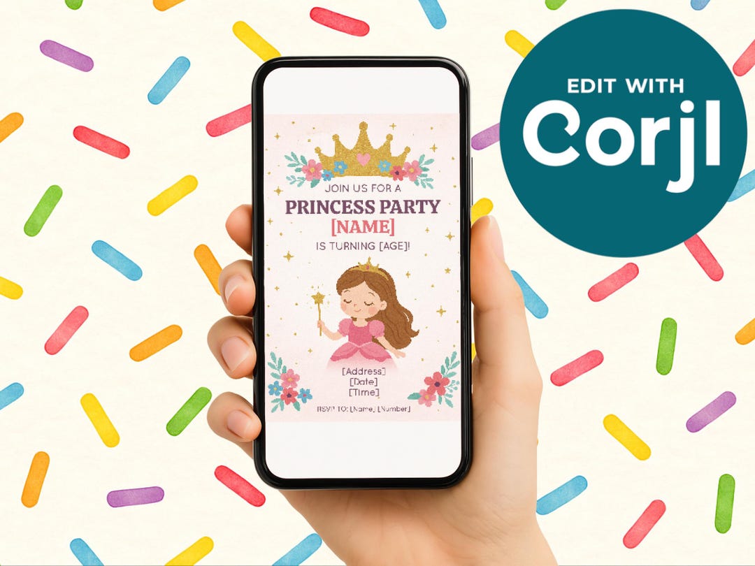 Princess Party Invite, Editable Princess Birthday Invitation - Etsy
