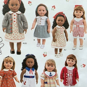 Simplicity 1443 UNCUT Doll Clothing Pattern 18 Inch Dolls American Girl Dresses Playsuit Cardigan