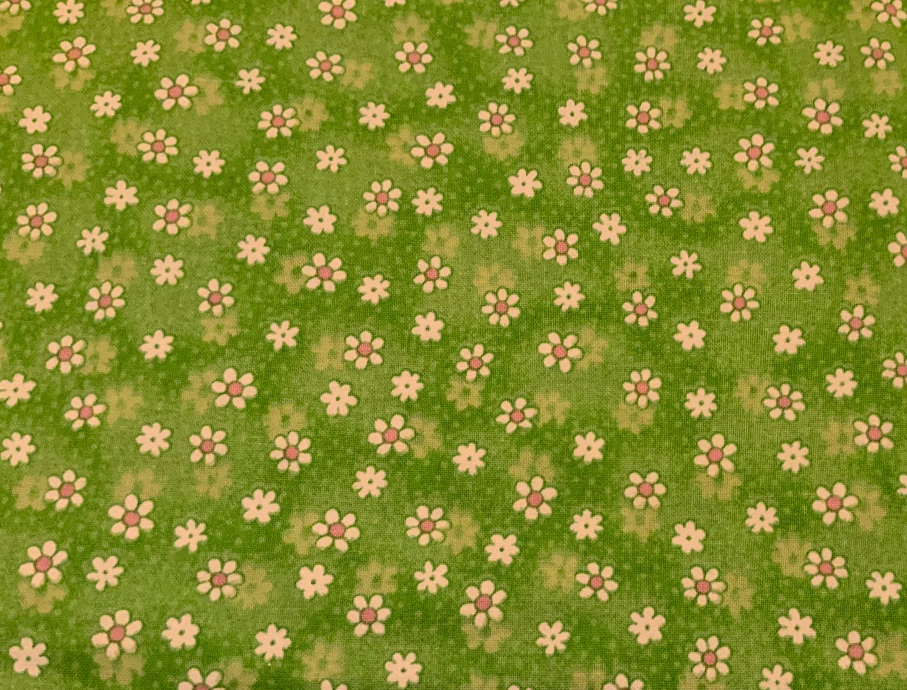 Green Floral Cotton Fabric Quilting Clothing Weight 17 x Etsy