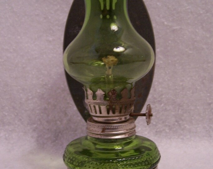 Vintage Green Oil Lamp With Reflector Plate Made in Hong Kong Etsy