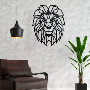 Lion Wall Art Sign, Black  Lion Wall Decor for Man Cave or Living Room, High Quality Wood Animal Wall Hanging, Gift for Him or Her Wall Sign