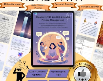 ADHD undated digital Planner Bundle for Adults, Daily and Weekly Personal Journal PDF,  Digital ADHD Organizer and Focus Toolkit,