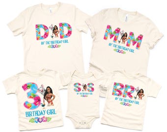 Moana Birthday Shirt for Girls, Island Princess Birthday, Tropical Birthday Party, Ocean Adventure Theme, Personalized Custom Moana Shirt