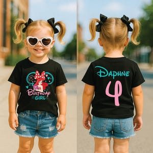 Ariel Birthday Shirt, Little Mermaid Princess Tee, Girls Mermaid Birthday Outfit, Custom Age & Name Shirt, Under the Sea Birthday Shirt BLACK