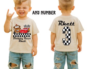 Personalized Cars Boys Birthday Shirt, Custom Lightning Mcqueen Shirt, Boys Cars Shirt, Race Car Party Tee, Disney Birthday Shirt, Mater Tee