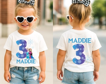 Personalized Elsa Anna Birthday Shirt, Custom Name Frozen Outfit Tee
