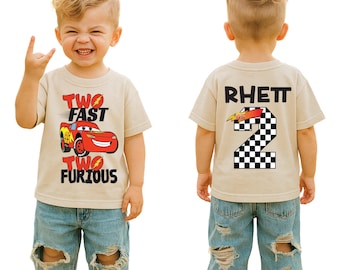 Personalized Cars Two Fast Two Furious Birthday Shirt, Custom Lightning Mcqueen Shirt, Boys Cars Shirt, Race Car Party Tee, Disney Birthday