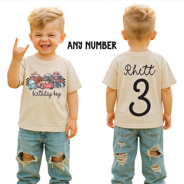 Personalized Lightning McQueen Birthday Shirt: Custom Race Car Party Tee