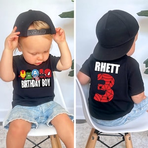 Personalized Superhero Birthday Shirt, Boys Custom Name Age Shirt, Comic Party Shirt, Kids Superhero Outfit, Disney Boys Birthday Shirt