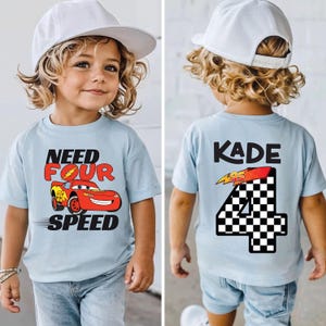 Personalized Need For Speed Birthday Shirt, Lightning McQueen Cars Tee BLUE