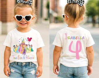 Four Ever A Princess, Princess Birthday Shirt, Disney Princess Birthday, 4th Birthday Shirt Girl, Magical Princess Party, Personalized 4th