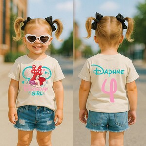 Ariel Birthday Shirt, Little Mermaid Princess Tee, Girls Mermaid Birthday Outfit, Custom Age & Name Shirt, Under the Sea Birthday Shirt NATURAL
