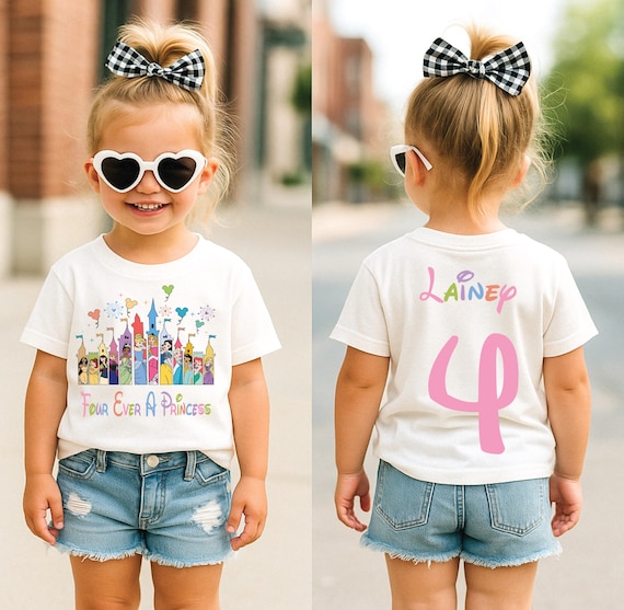 Four Ever A Princess, Princess Birthday Shirt, Disney Princess Birthday, 4th Birthday Shirt Girl, Magical Princess Party, Personalized 4th