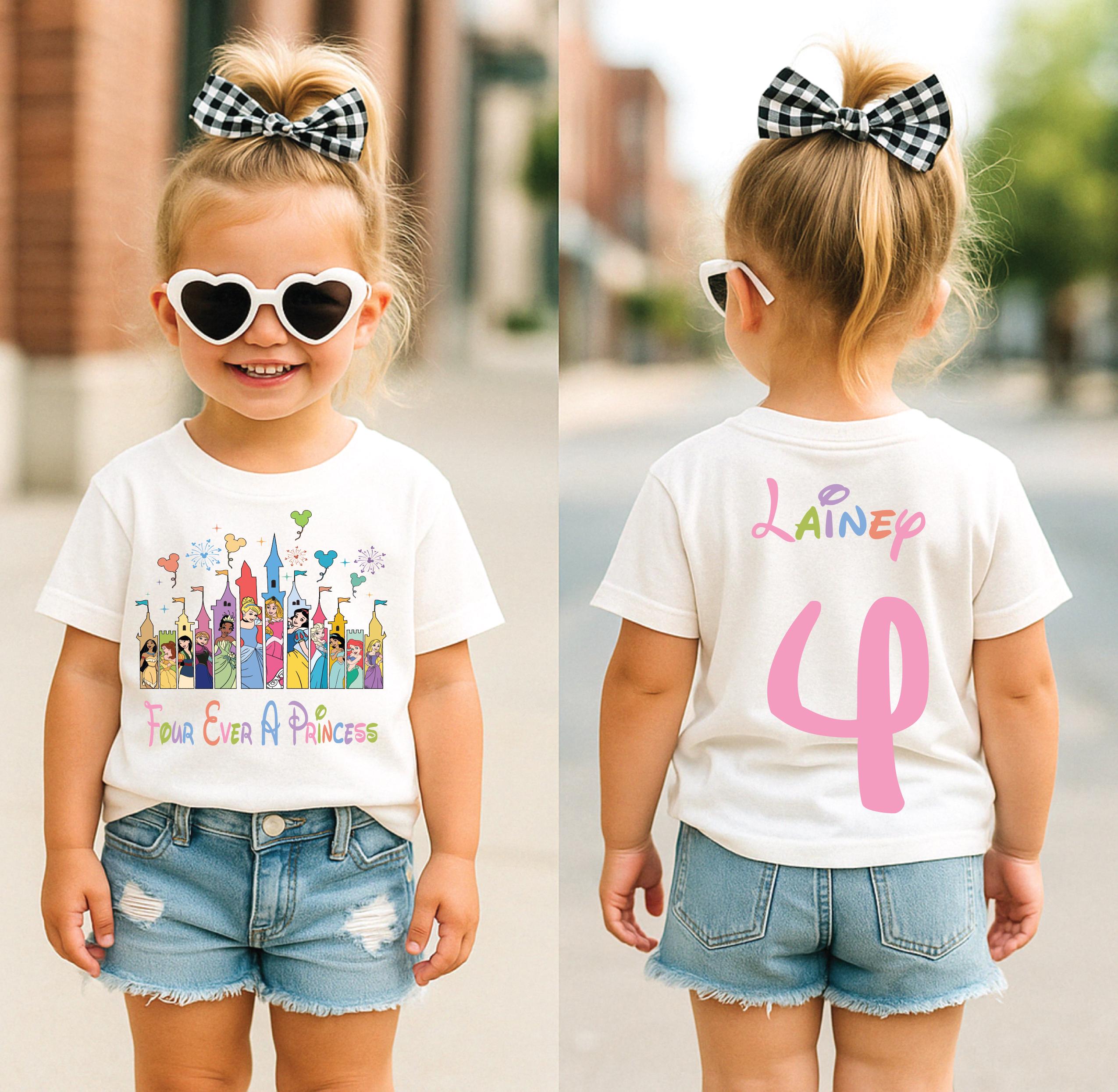 Four Ever A Princess, Princess Birthday Shirt, Disney Princess Birthday, 4th Birthday Shirt Girl, Magical Princess Party, Personalized 4th