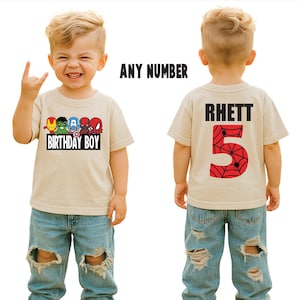 Custom Superhero Birthday Shirt, Boys Custom Name Age Shirt, Comic Party Shirt, Kids Superhero Outfit, Disney Boys Birthday Shirt