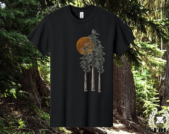 Forrest Sunrise Graphic T-shirt, Men's Outdoors T-shirt, Camping T-shirt, Hiking T-shirt, Environmental T-shirt, Outdoors Tee, Men's Gift