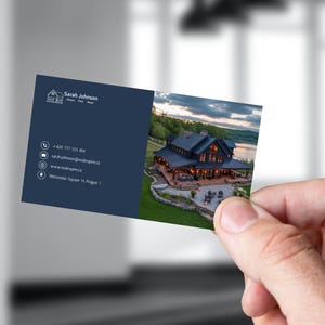 Modelo de cartão de visita imobiliário moderno, cartões profissionais para corretores de imóveis, marketing para corretores de imóveis, download instantâneo editável