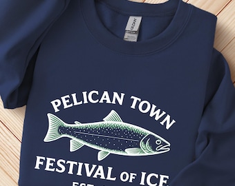 Stardew Valley Fishing Sweatshirt, Festival of Ice Stardew Merch, Cozy Gamer Gift