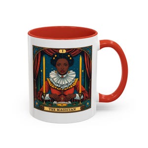 Tazza da 11 once con la carta dei tarocchi del mago, regalo per gli amanti del tè e del caffè, tazza magica da strega, colore di accento personalizzato, decorazione di Halloween, strega nera