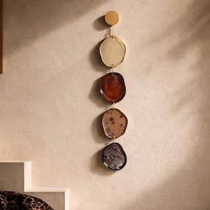Ceramic wall hanging, brown sculptural ceramics, modular neutral decor