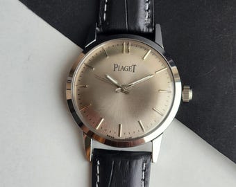 Vintage Piaget Hand Winding Watch: 17 Jewels, Black Croco Leather Strap